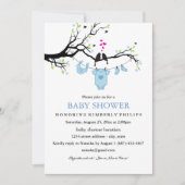 Inséparables mignons Baby shower garçon Invitation (Devant)