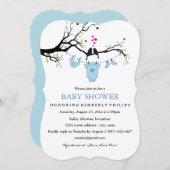 Inséparables mignons Baby shower Invitation  garço (Devant / Derrière)