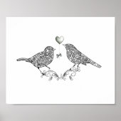 Inséparables mignons en noir et blanc Poster Impri (Devant)