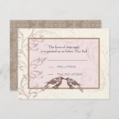 Inséparables 'n Lace - Carte de réponse Mariage Ro (Devant / Derrière)