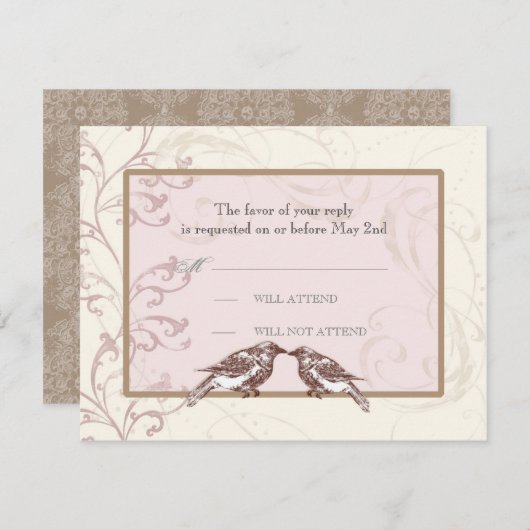 Inséparables 'n Lace - Carte de réponse Mariage Ro (Devant / Derrière)