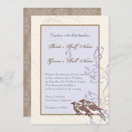 Inséparables 'n Lace - Faire-part de mariage Periw (Devant / Derrière)