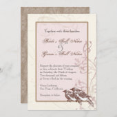 Inséparables 'n Lace - Faire-part de mariage Rose (Devant / Derrière)