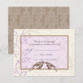 Inséparables 'n Lace - Lilac Mariage Carte de répo (Devant / Derrière)