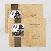 Inséparables noirs et blancs Vintage Wedding RSVP (Devant / Derrière)