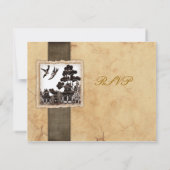 Inséparables noirs et blancs Vintage Wedding RSVP (Dos)