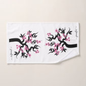 Inséparables noirs roses sakura cerisier, fleurs (Serviette à main)