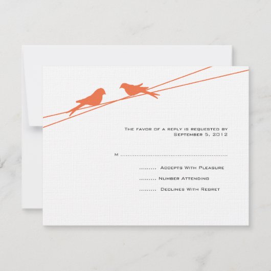 Inséparables orange et blanc sur un RSVP fil (Devant)