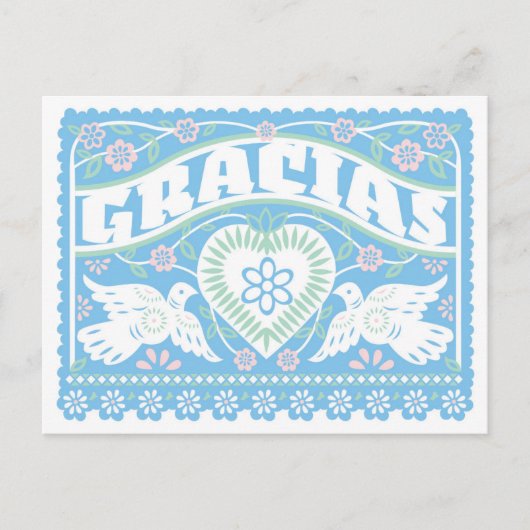 Inséparables Papel Picado Merci carte postale (Devant)