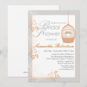 Inséparables Peach Bridal Shower Invitations (Devant / Derrière)