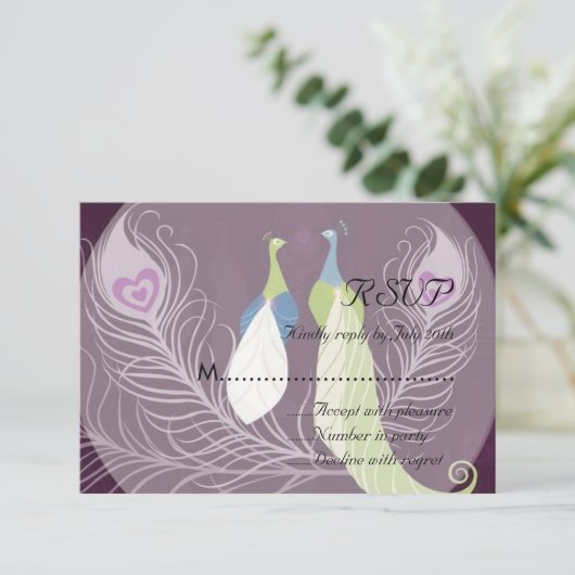 Inséparables Peacock Paire Mariage violet RSVP (Debout devant)