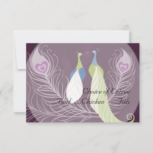Inséparables Peacock Paire Mariage violet RSVP (Dos)