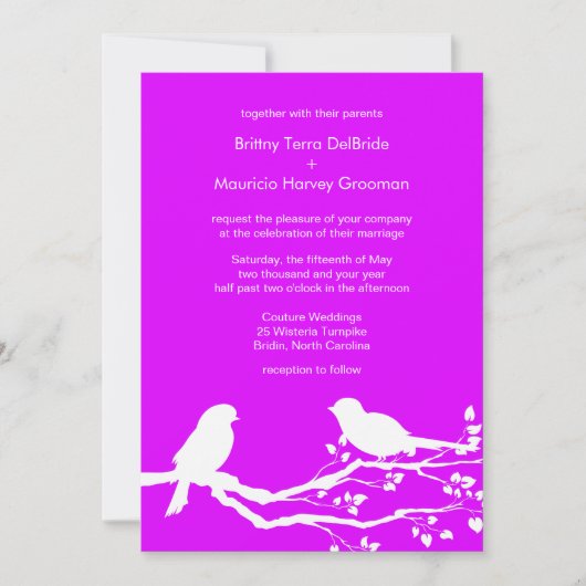 Inséparables Phlox Mariages Customisé Invitation (Devant)