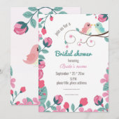 inséparables printemps fleurie nuptiale invitation (Devant / Derrière)