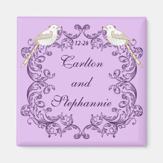 Inséparables Purple/Lavender Mariage Magnet (Devant)