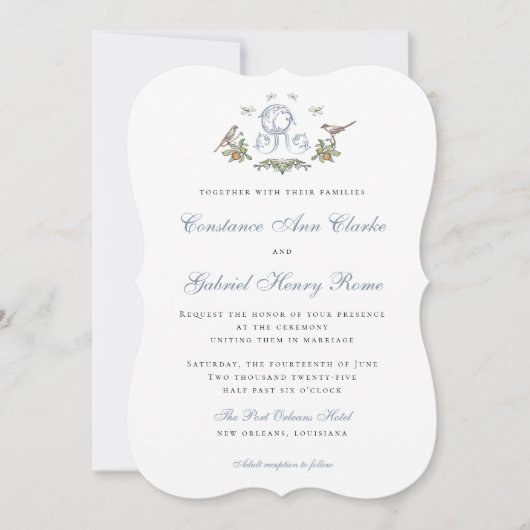 Inséparables "R" Faire-part de mariage Monogramme (Devant)