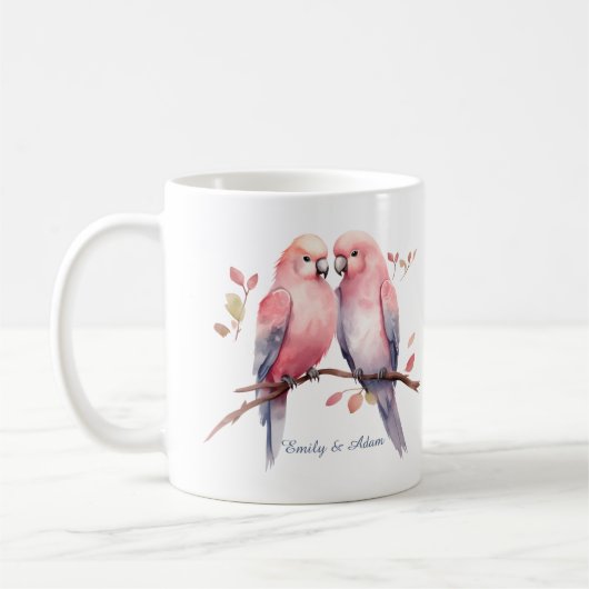 Inséparables roses Saint Valentin Café Mug (Gauche)
