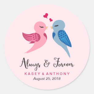 Inséparables - Stickers de mariage rose et bleu