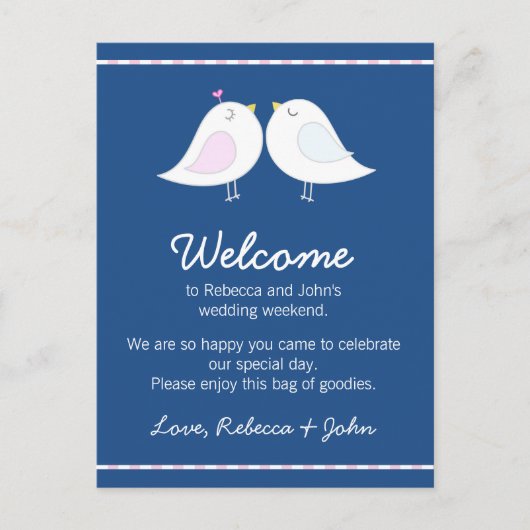 Inséparables sur la carte de Mariage bleu marine (Devant)