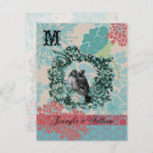 Inséparables sur la carte RSVP de mariage de couro (Devant / Derrière)