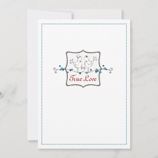 Inséparables - Turquoises - Faire-part de mariage (Dos)