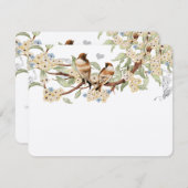 Inséparables Vintages bleu et ivoire Mariage RSVP (Devant / Derrière)