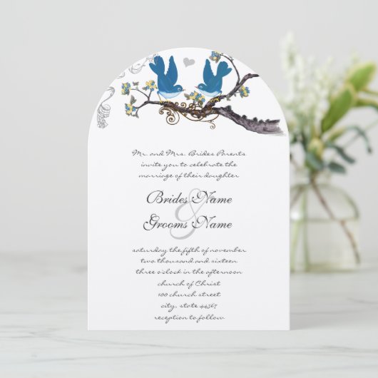 Inséparables vintages Invitation au mariage jaune (Debout devant)