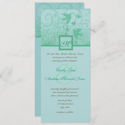 Inséparables volants Faire-part de mariage (Devant / Derrière)