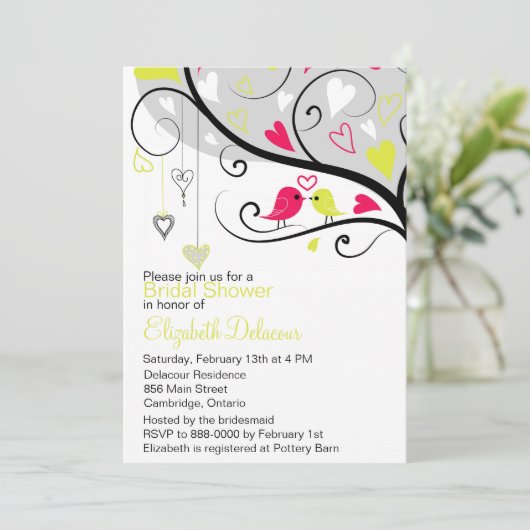 Inséparables Whimsical Grey Invitation de la douch (Debout devant)