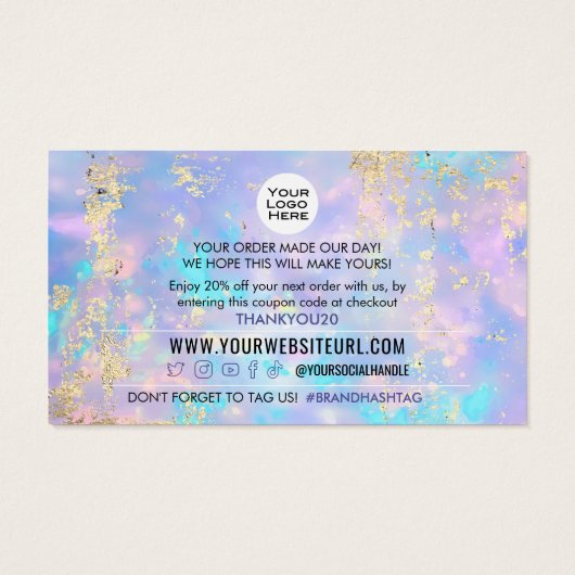 Insérez le code de coupon de réduction client Opal (Dos)