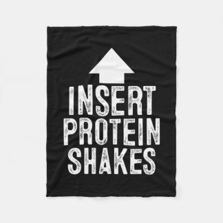 Insert Protein Shake Funny Pointing Arrow To Mouth Fleece Deken