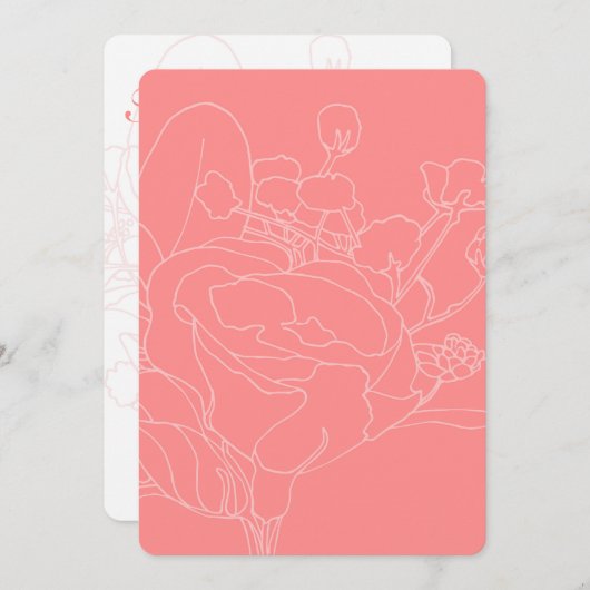 Insertion de Faire-part de mariage florales (corai (Devant / Derrière)