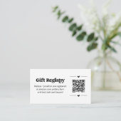 Insertion de la carte de registre cadeau de code Q (Debout devant)