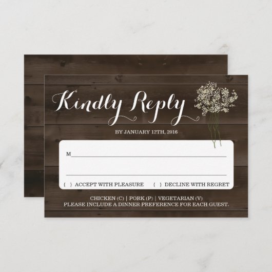 Insertion de la carte de réponse d'invitation | Re (Devant / Derrière)