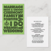 Insertions de carte Faire-part de mariage style Ve (Devant / Derrière)