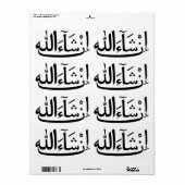 InshAllah Arabe Calligraphie Sticker Islamique Pac (Feuille entière)