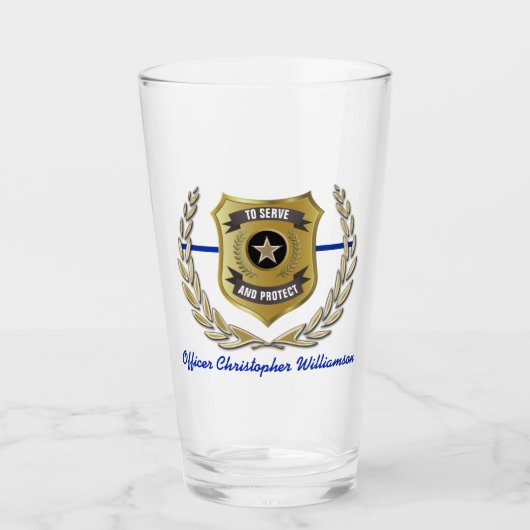 Insigne de policier pinte personnalisée verre (Devant)