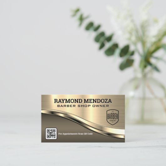 Insigne en barbre | Code QR | Carte de visite méta (Debout devant)