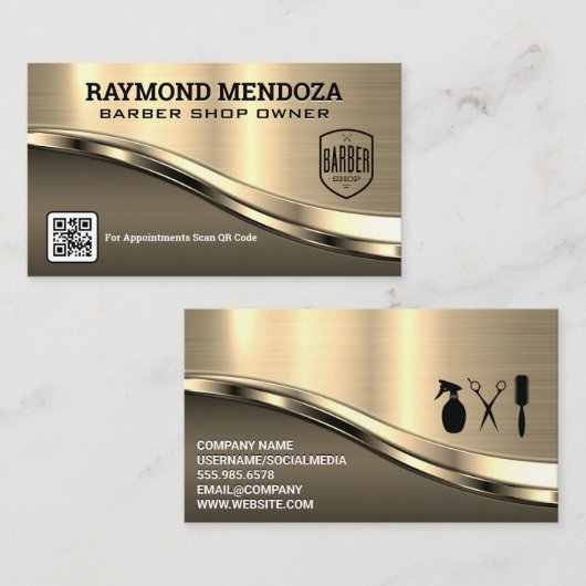 Insigne en barbre | Code QR | Carte de visite méta (Devant / Derrière)