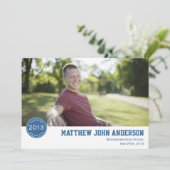 Insigne moderne Photo Graduation Invitation - Bleu (Debout devant)