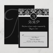 Insignes de mariage noirs correspondance RSVP (Devant / Derrière)