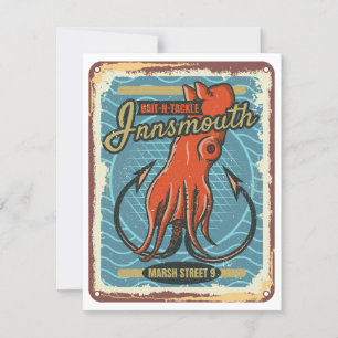 Insmouth Bait and Tackle Vist Lovecraft Feestdagenkaart