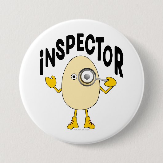 Inspector Egghead Tekst Ronde Button 7,6 Cm (Voorkant)