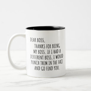 Inspiratie Beste Baas Bedankt voor Being My Boss F Tweekleurige Koffiemok
