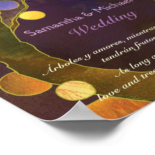 Inspiratie Liefdesbomen Paarse Trouwtekstbord Poster (Hoek)