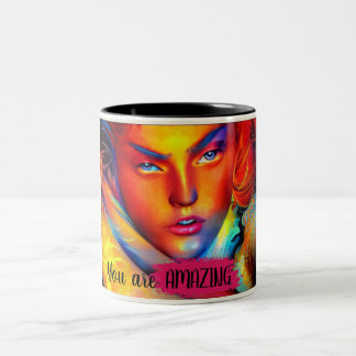 Inspiratie Nouveau Cup ontwerp "Je bent geweldig" Tweekleurige Koffiemok