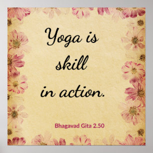 Inspiratief Beige Roze Gita Yoga Citaat Bloem Poster