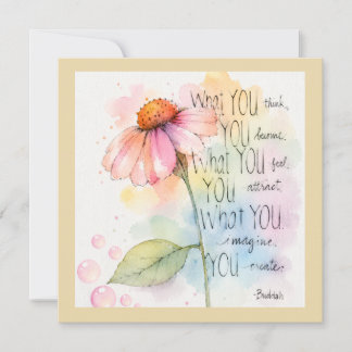 Inspiratiekaart met waterverf wilde bloem en citaa
