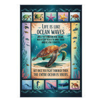 Inspiratieve Poster van Zeeschildpad in Oceaan “Le
