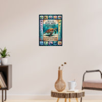 Inspiratieve Poster Zeeschildpad Oceaan “Leven Is